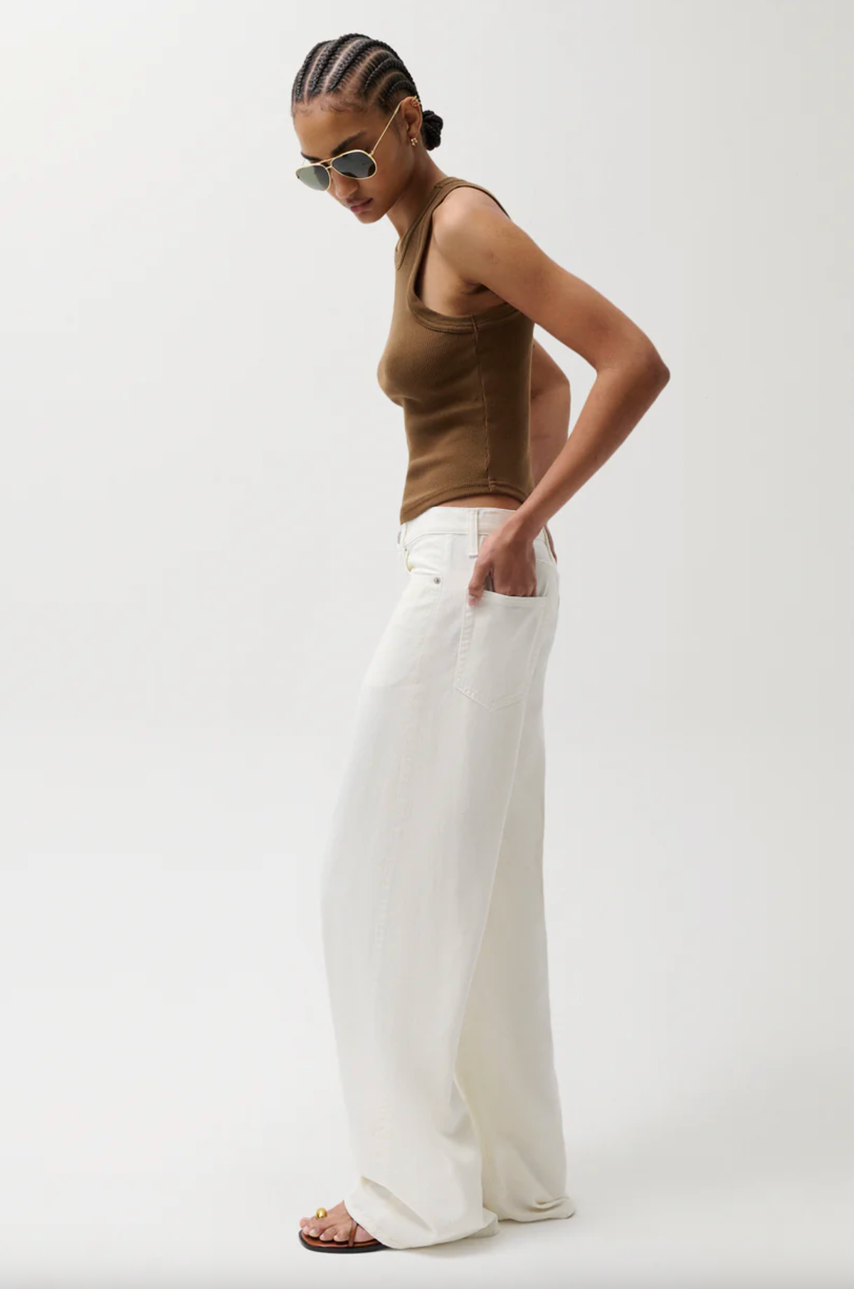 Pistola Pant Sydney High Rise Linen Bowed Wide Leg, Egret Soho-Boutique