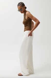Pistola Pant Sydney High Rise Linen Bowed Wide Leg, Egret Soho-Boutique