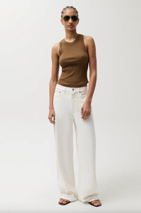 Pistola Pant Sydney High Rise Linen Bowed Wide Leg, Egret Soho-Boutique