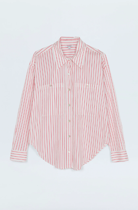 Pistola Shirt Samantha Oversized Button Up, Ruby Stripe Soho-Boutique