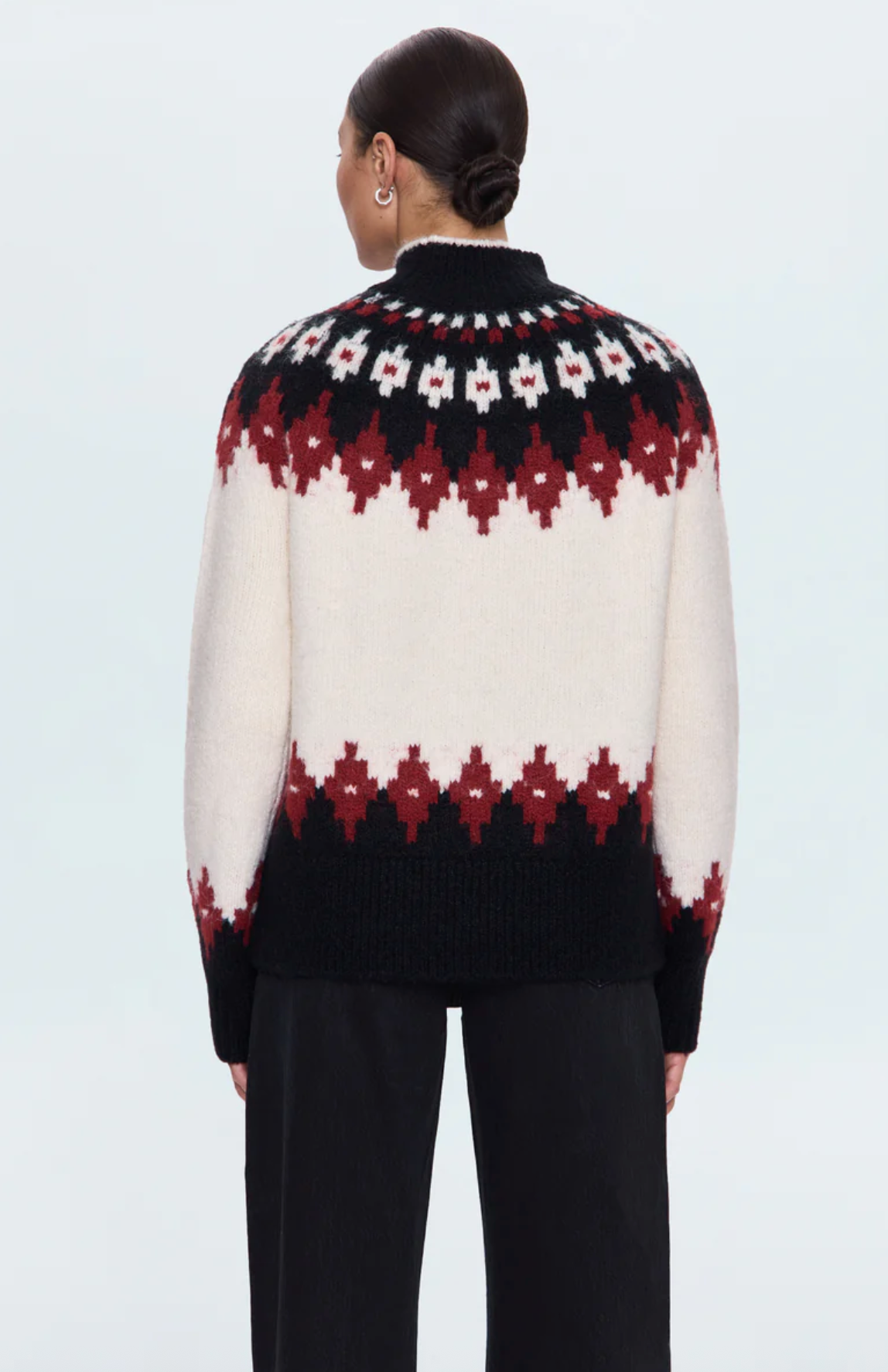 Pistola Sweater Astrid Pullover Sweater, White Oxblood/Fair Isle Soho-Boutique