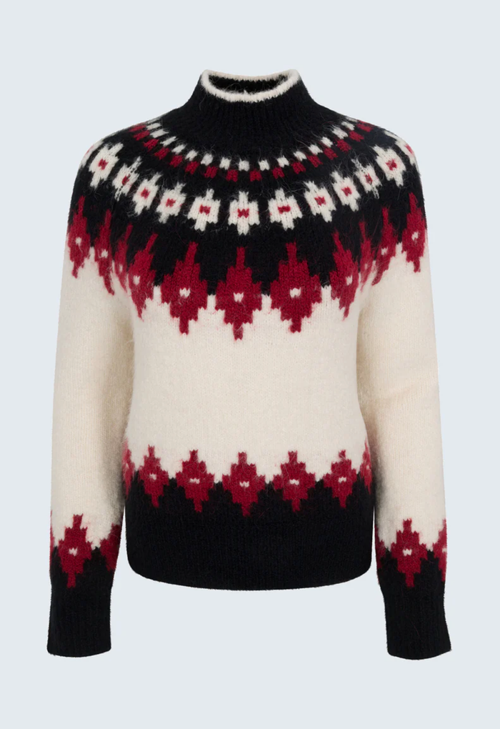 Pistola Sweater Astrid Pullover Sweater, White Oxblood/Fair Isle Soho-Boutique