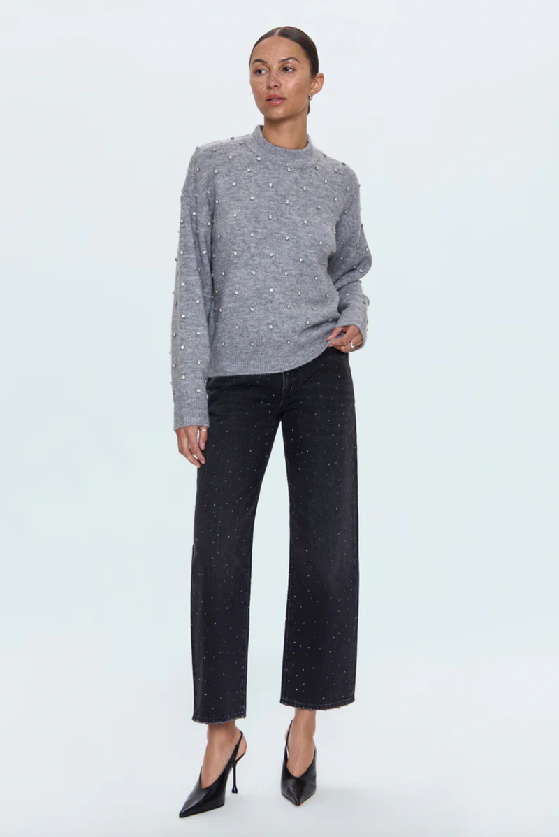 Pistola Sweater Aura Relaxed Crew Neck Sweater, Charcoal Diamonte Soho-Boutique