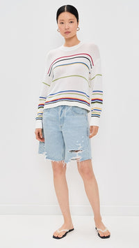 Pistola Sweater Eva Crewneck Sweater, White Stripe Soho-Boutique