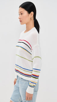 Pistola Sweater Eva Crewneck Sweater, White Stripe Soho-Boutique