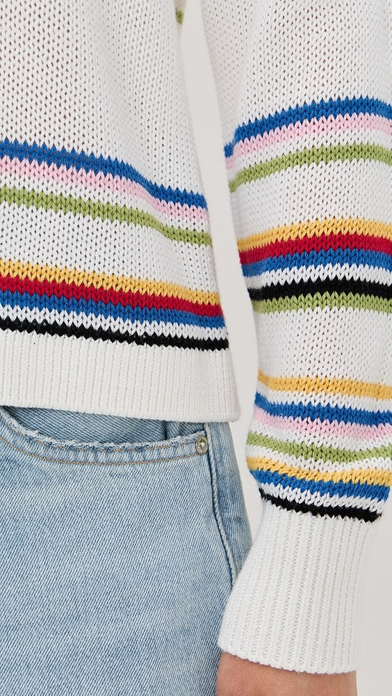 Pistola Sweater Eva Crewneck Sweater, White Stripe Soho-Boutique