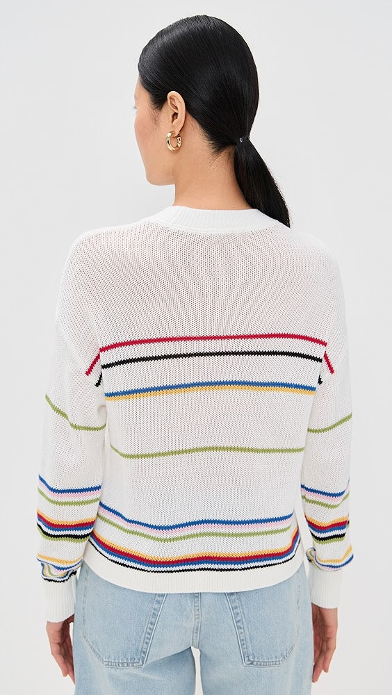 Pistola Sweater Eva Crewneck Sweater, White Stripe Soho-Boutique