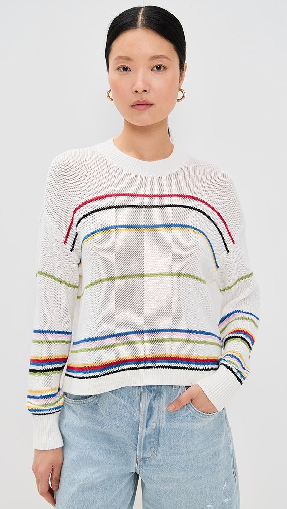 Pistola Sweater Eva Crewneck Sweater, White Stripe Soho-Boutique