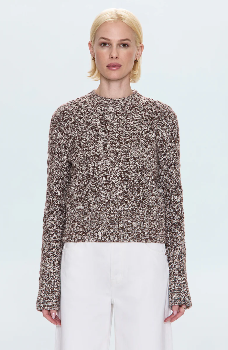 Pistola Sweater Quinn Shrunken Fisherman Sweater, Chocolate Marl Soho-Boutique