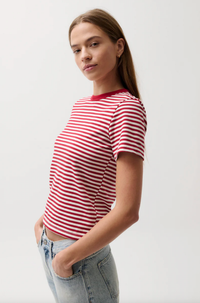 Pistola Top Alba Shrunken Tee, Racer Red Stripe Soho-Boutique