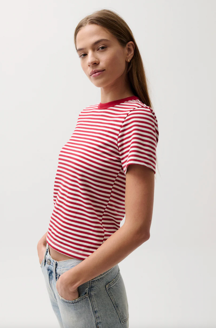 Pistola Top Alba Shrunken Tee, Racer Red Stripe Soho-Boutique