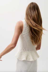 Pistola Top Anna Peplum Openwork Sweater Tank, White Soho-Boutique