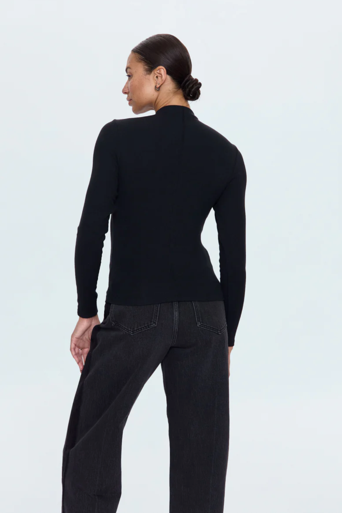 Pistola Top Dara Long Sleeve Funnel Neck Top, Noir Soho-Boutique