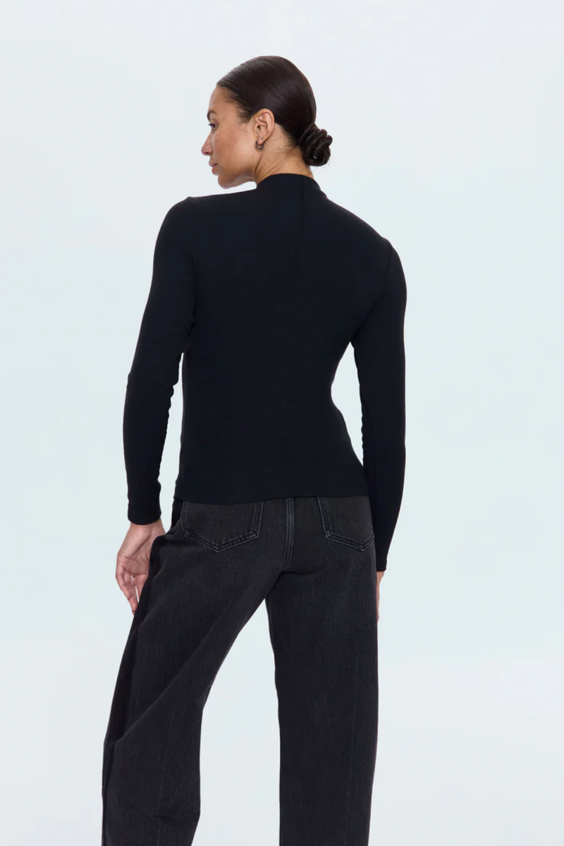 Pistola Top Dara Long Sleeve Funnel Neck Top, Noir Soho-Boutique