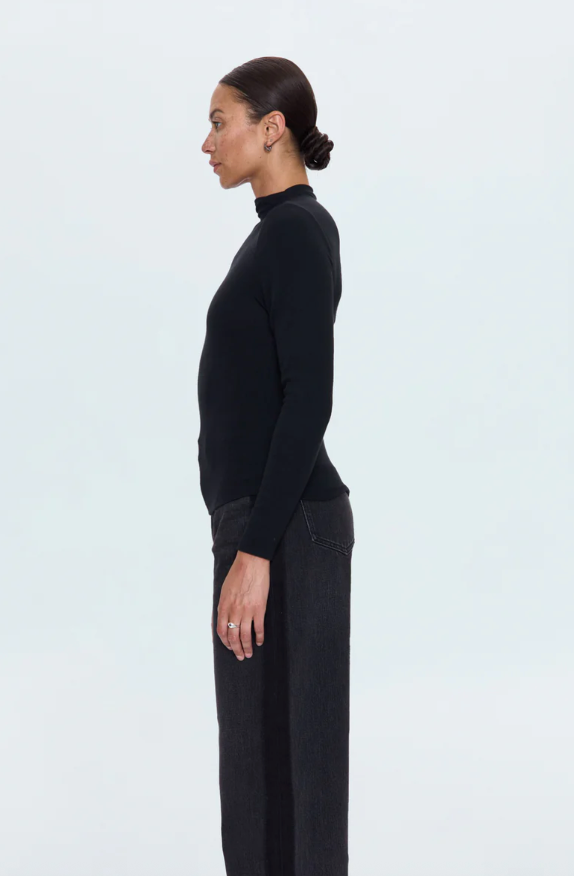 Pistola Top Dara Long Sleeve Funnel Neck Top, Noir Soho-Boutique