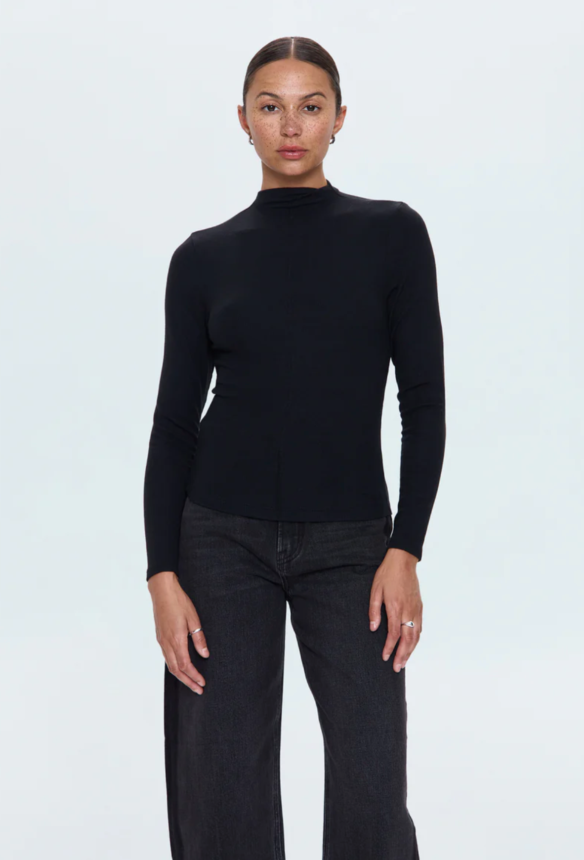 Pistola Top Dara Long Sleeve Funnel Neck Top, Noir Soho-Boutique