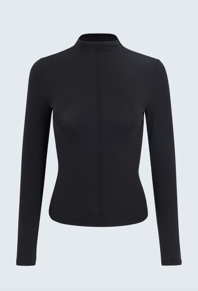 Pistola Top Dara Long Sleeve Funnel Neck Top, Noir Soho-Boutique