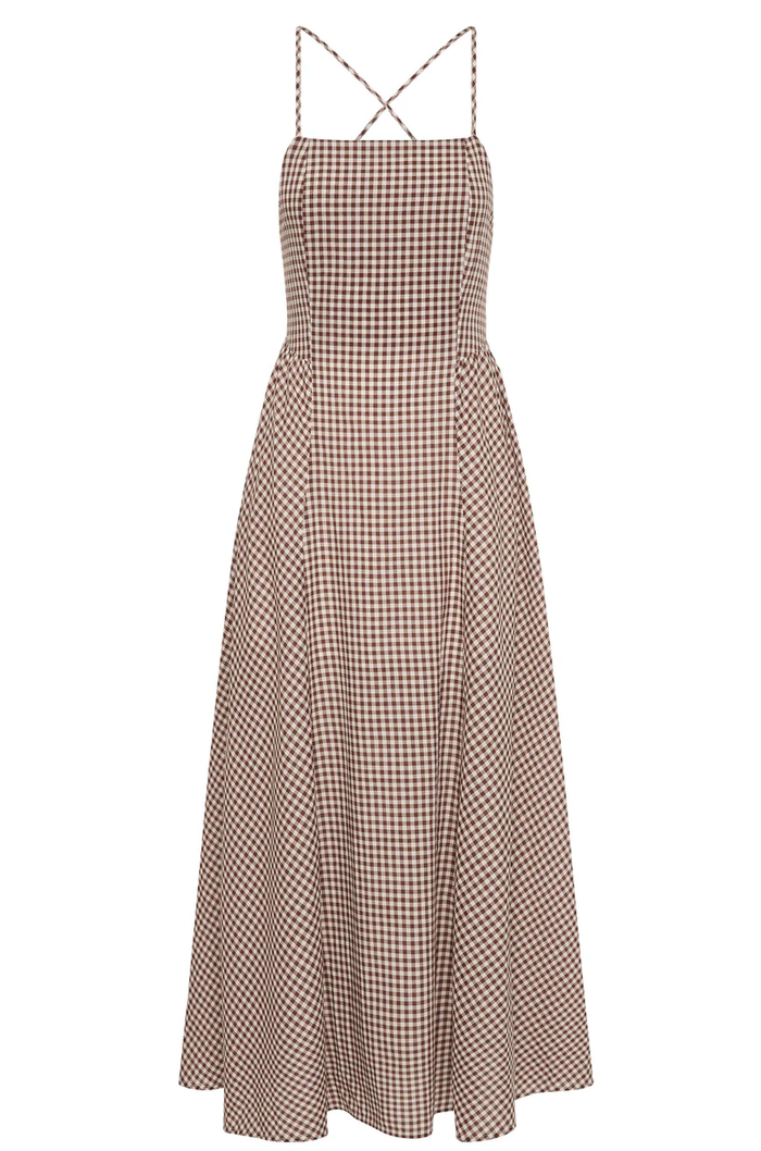 POSSE Dress Callie Dress, Petite Mocha Gingham Soho-Boutique