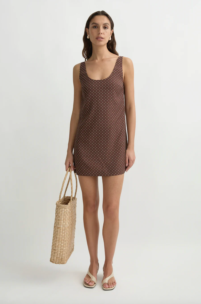 POSSE Dress Evie Mini Dress, Chocolate Vanilla Polka Dot Soho-Boutique