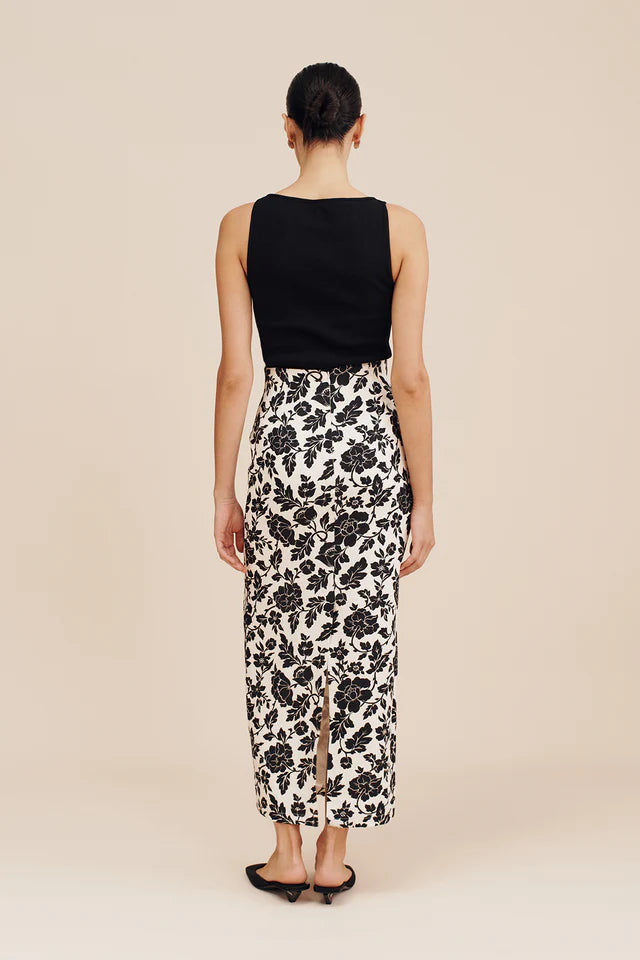 POSSE Skirt Romeo Column Skirt, Noir Bloom Soho-Boutique