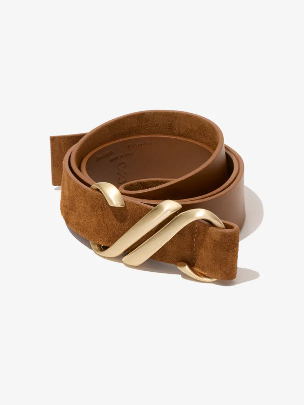 Proenza Schouler Belt Monogram Belt in Soft Suede, Saddle Soho-Boutique