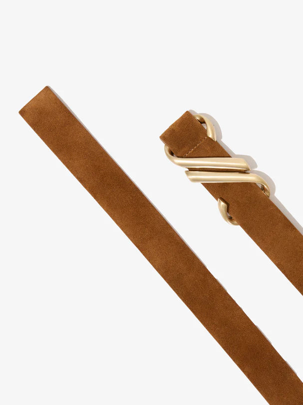 Proenza Schouler Belt Monogram Belt in Soft Suede, Saddle Soho-Boutique