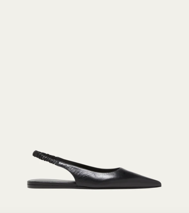 Proenza Schouler Shoes Spike Leather Slingback Flats, Black Soho-Boutique