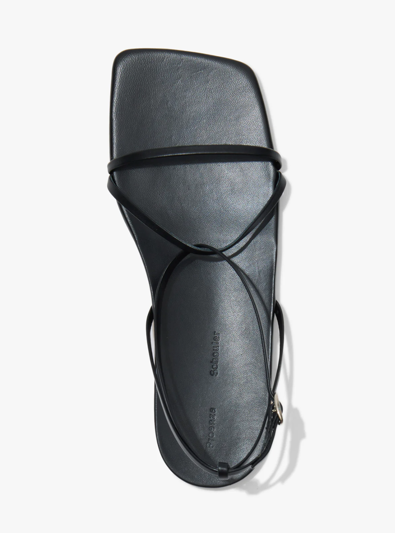 Proenza Schouler Shoes Square Flat Strappy Sandals, Black Soho-Boutique