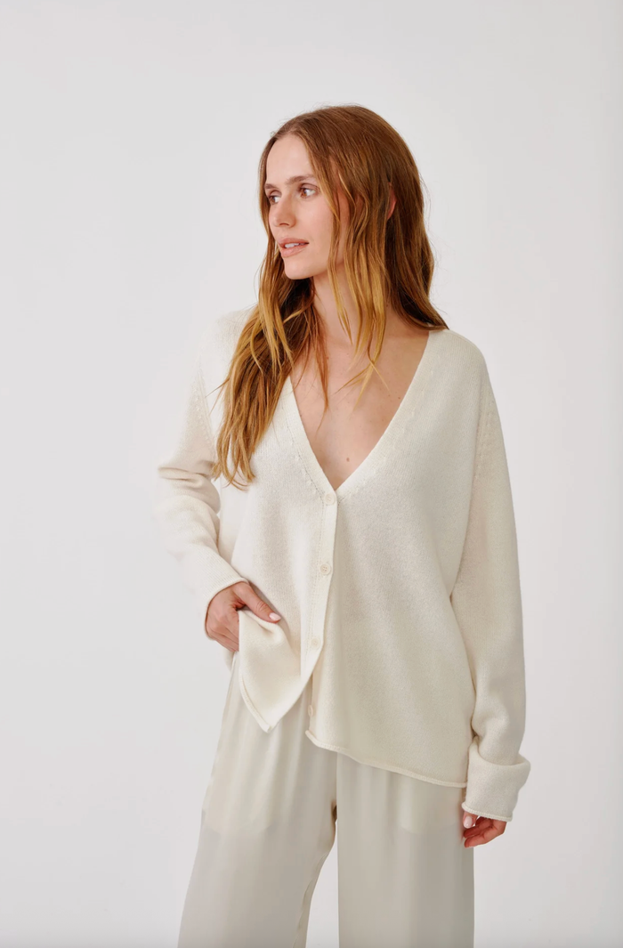 SABLYN Cardigan Samson Relaxed Saddle Raglan Cardigan, Gardenia Soho-Boutique
