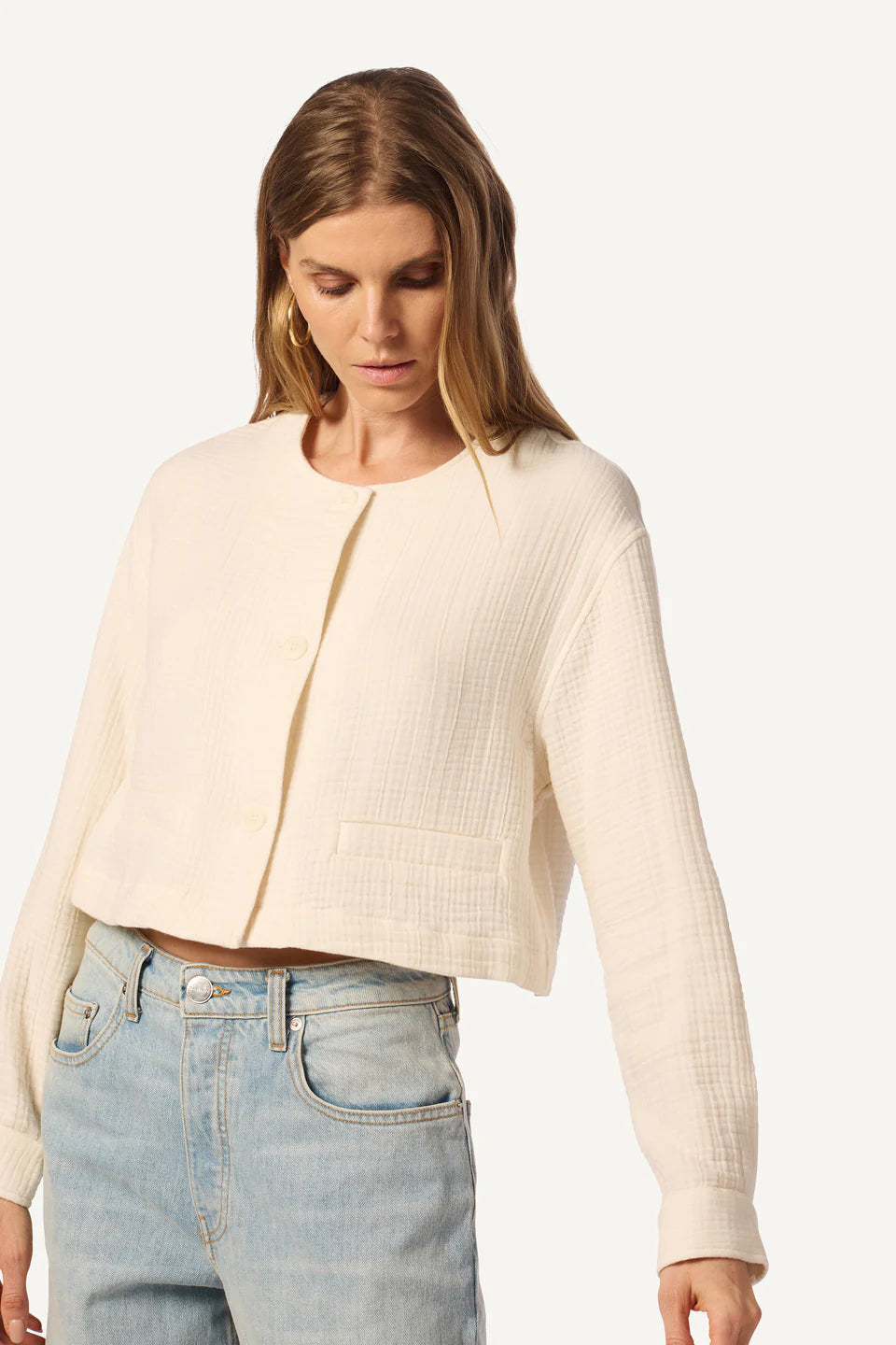 SABLYN Jacket Ciro Cropped Slouchy Jacket, Gardenia Soho-Boutique