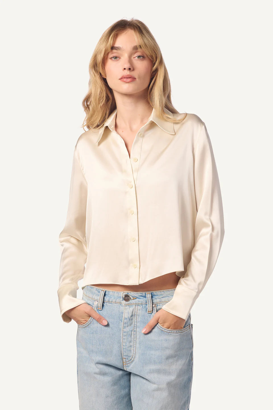 SABLYN Shirt Yves Silk Button Down, Gardenia Soho-Boutique