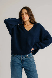 SABLYN Sweater Cora Scoop Neck Sweater, Midnight Navy Soho-Boutique