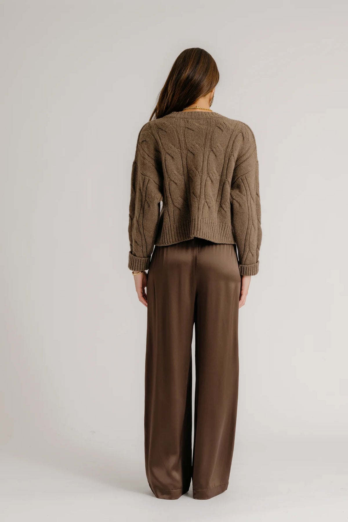 SABLYN Sweater Tristan Crewneck Cable Pullover, Swiss Brown Soho-Boutique
