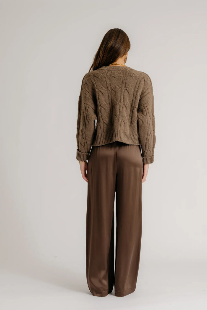 SABLYN Sweater Tristan Crewneck Cable Pullover, Swiss Brown Soho-Boutique