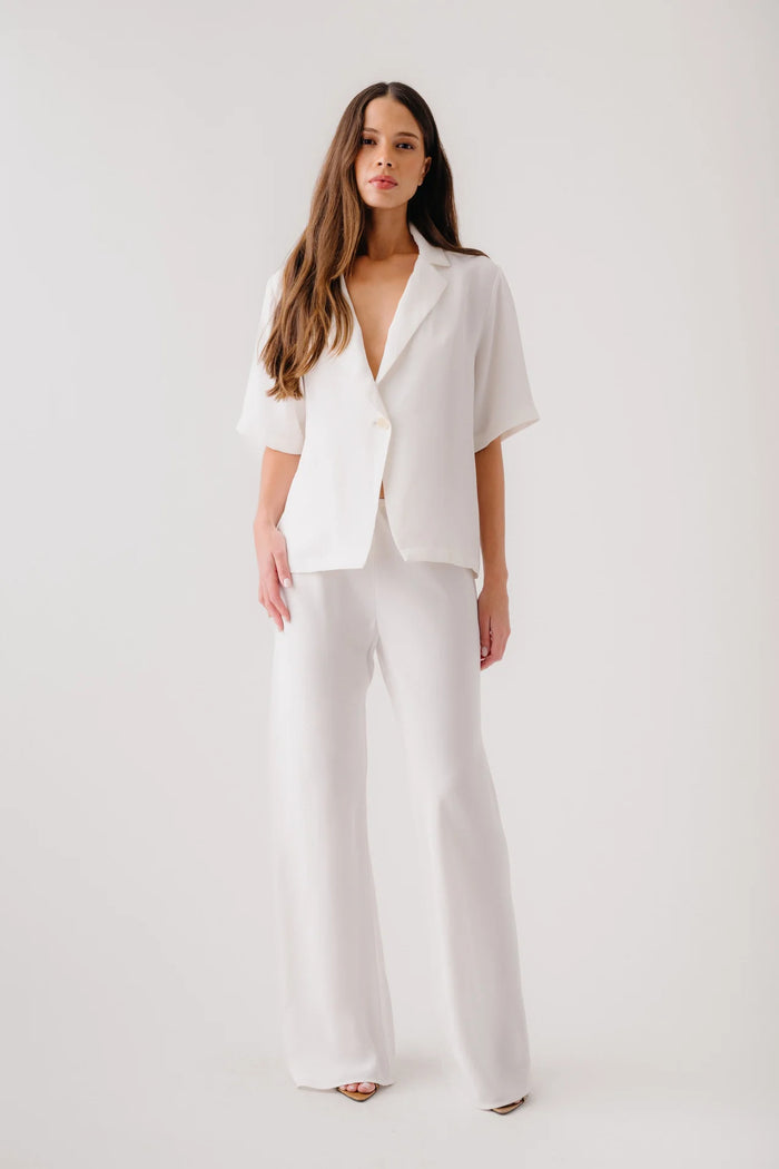 SABLYN Top Kaleen Silk Collared Top, White Soho-Boutique