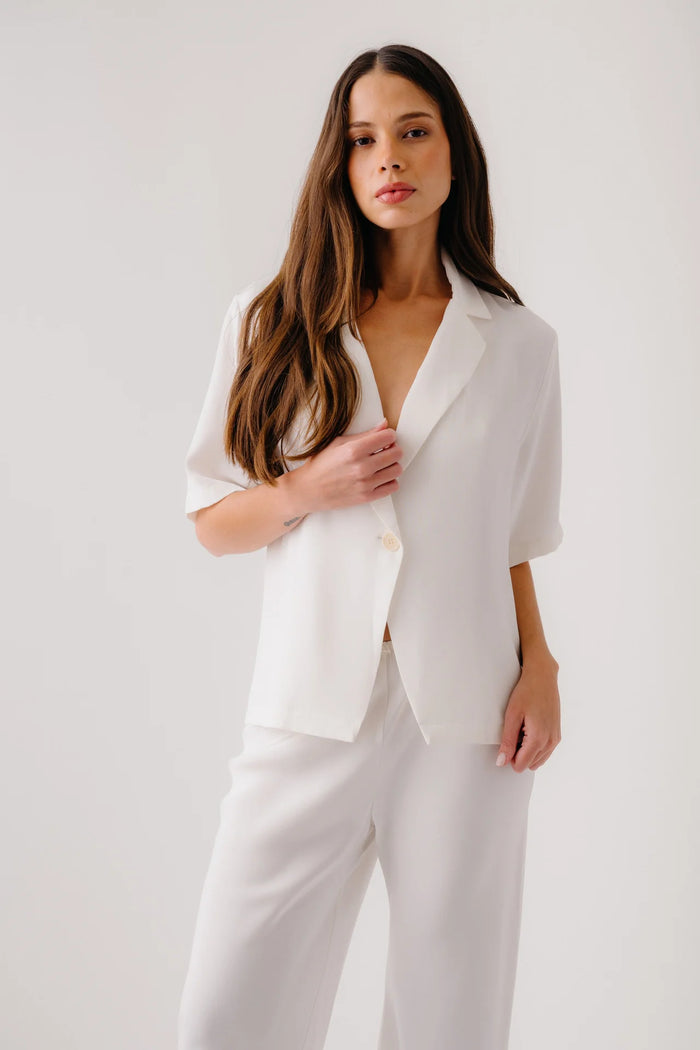 SABLYN Top Kaleen Silk Collared Top, White Soho-Boutique