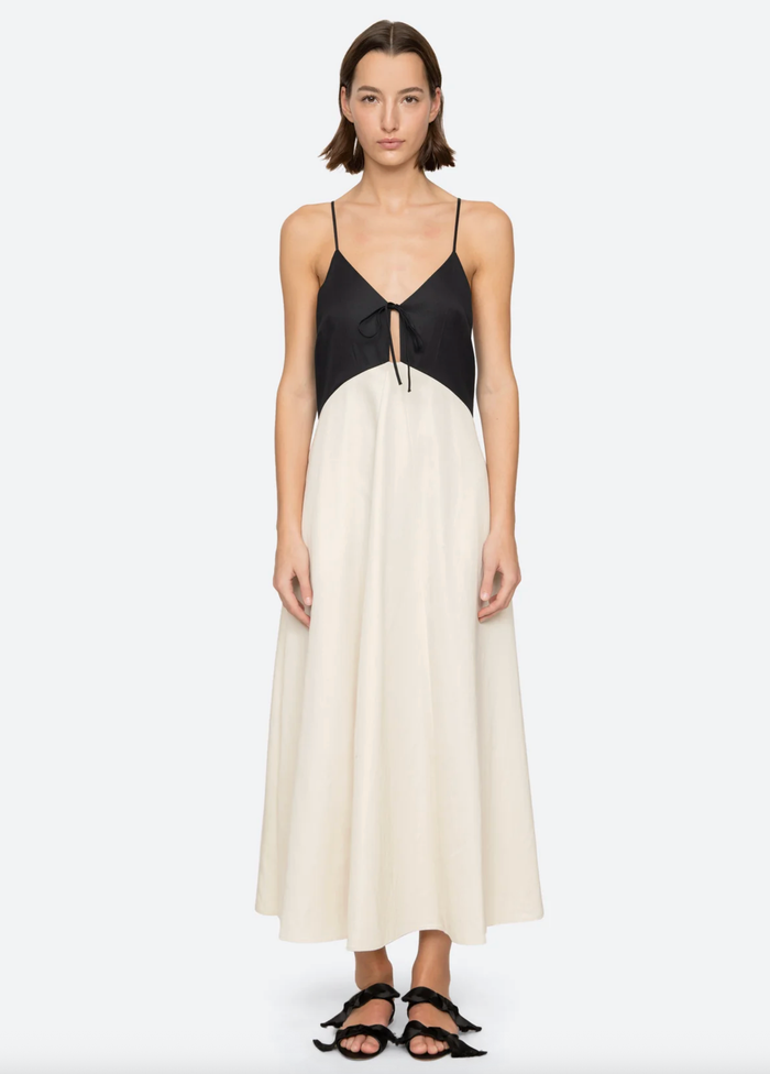 Sea New York Dress Angelina Suiting Maxi Dress, Cream/Black Soho-Boutique