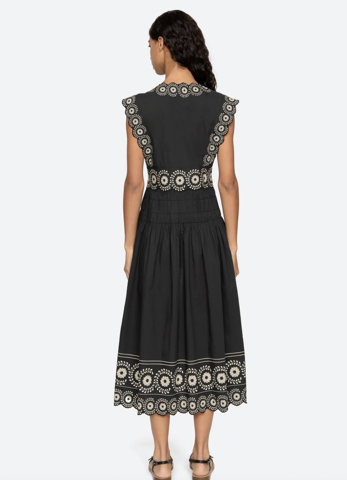 Sea New York Dress Mirabel Print Midi Dress, Black Soho-Boutique