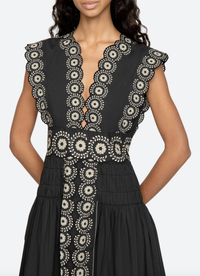 Sea New York Dress Mirabel Print Midi Dress, Black Soho-Boutique