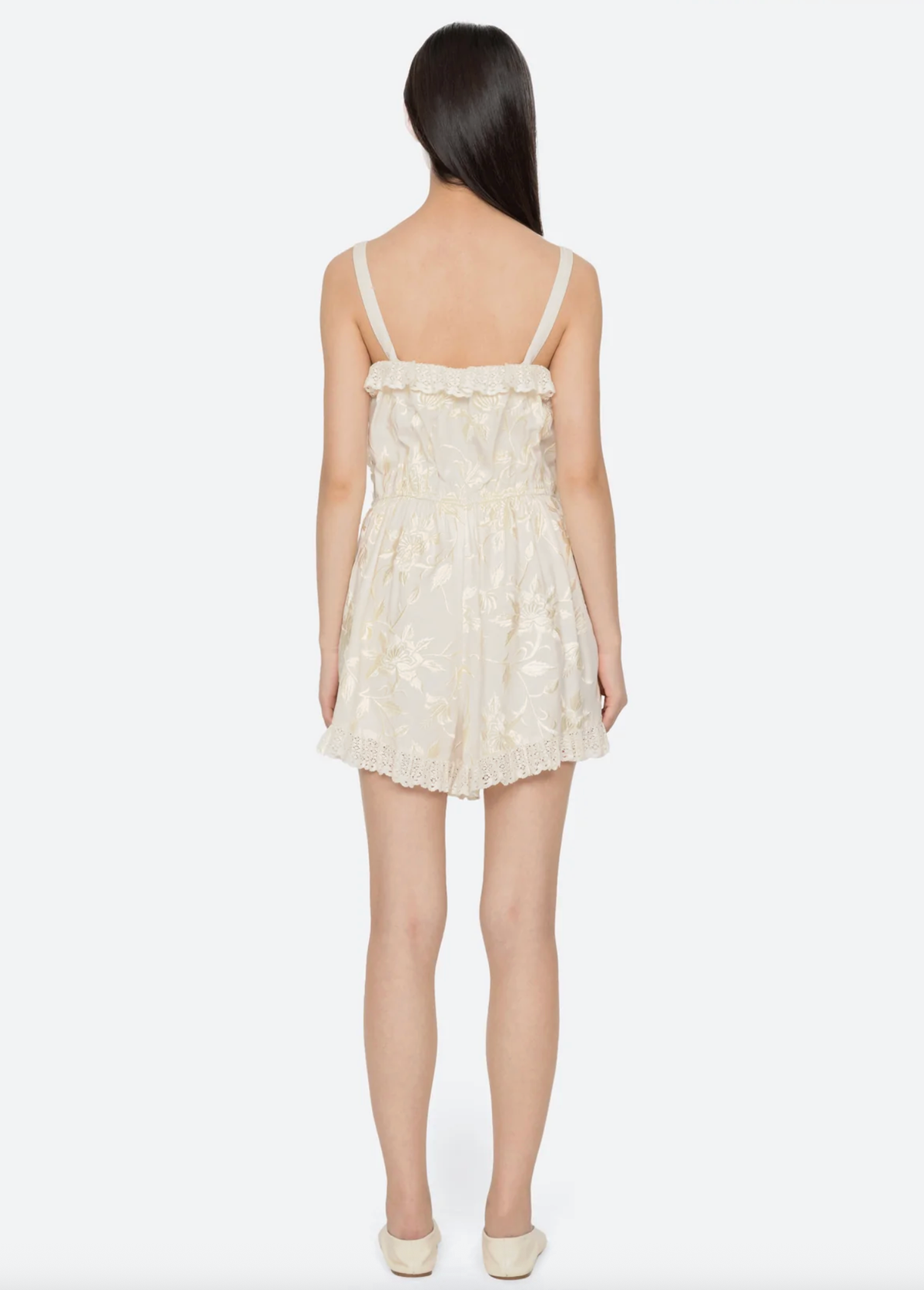 Sea New York Romper Alina Lace Romper, Cream Soho-Boutique