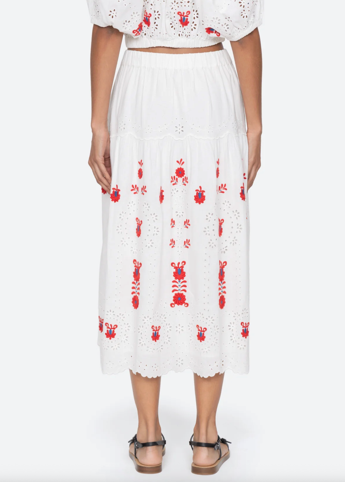Sea New York Skirt Catharina Emb Midi Skirt, Cream Soho-Boutique