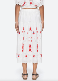 Sea New York Skirt Catharina Emb Midi Skirt, Cream Soho-Boutique