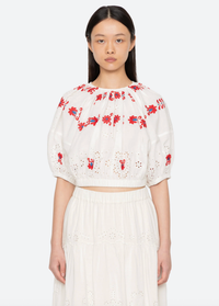 Sea New York top Catharina Emb Bubble Top, Cream Soho-Boutique