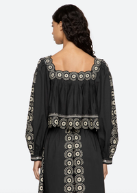 Sea New York Top Mirabel Print Top, Black Soho-Boutique