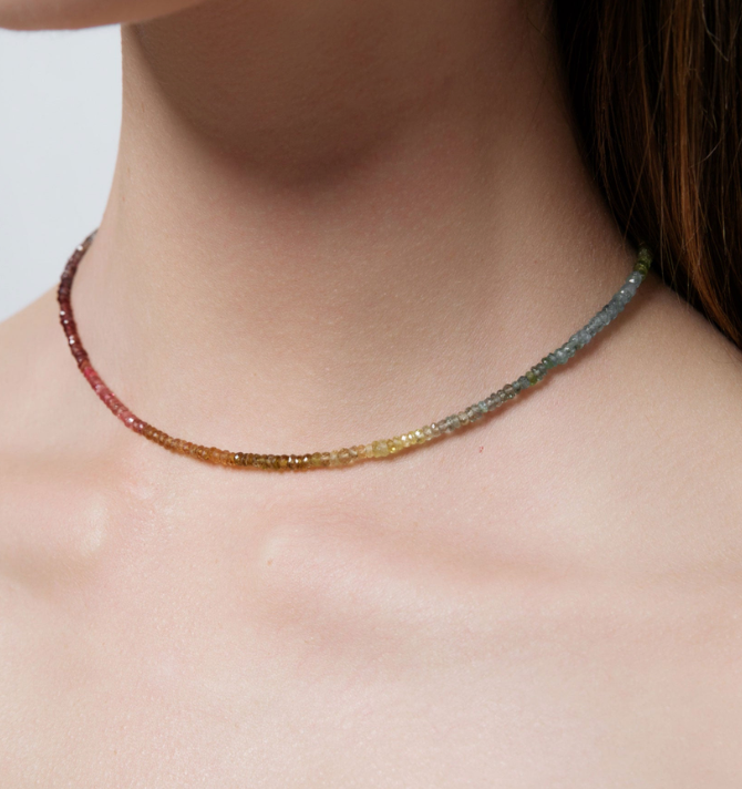 Shashi Necklace Aisha Gemstone Necklace, Muted Rainbow Soho-Boutique