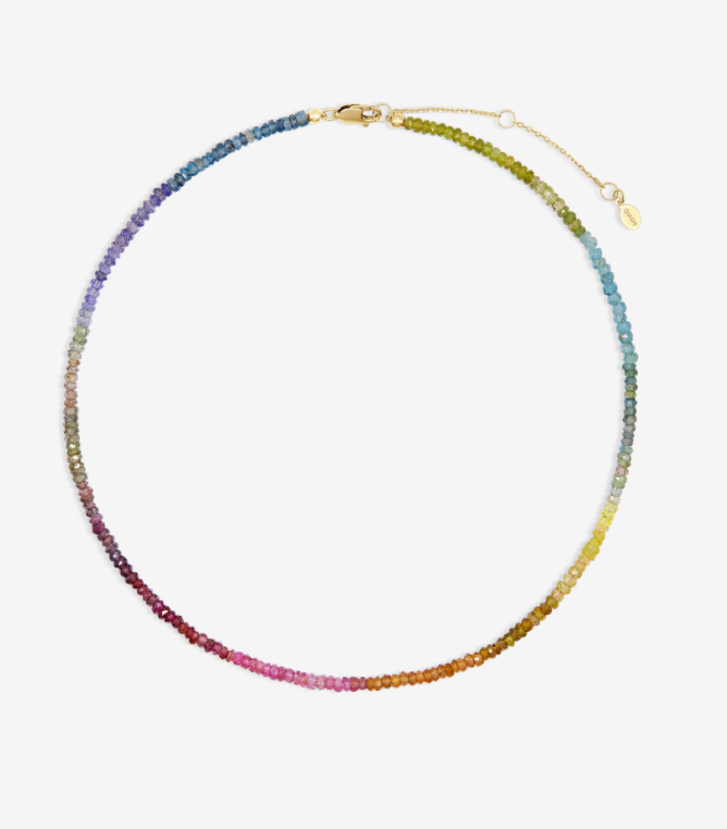 Shashi Necklace Aisha Gemstone Necklace, Muted Rainbow Soho-Boutique