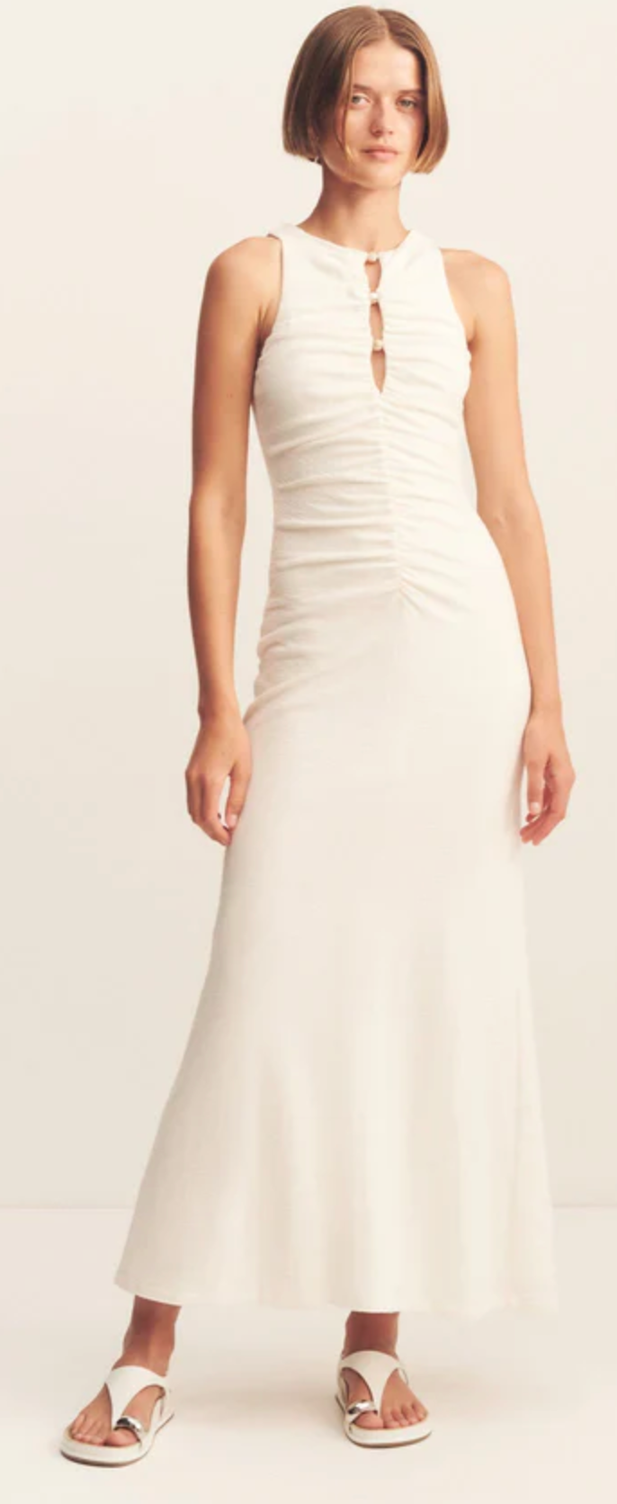 SHONA JOY Dress Beau Gathered Maxi Dress, Ivory Soho-Boutique