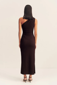 SHONA JOY Dress Beau Gathered Midi Dress, Espresso Soho-Boutique