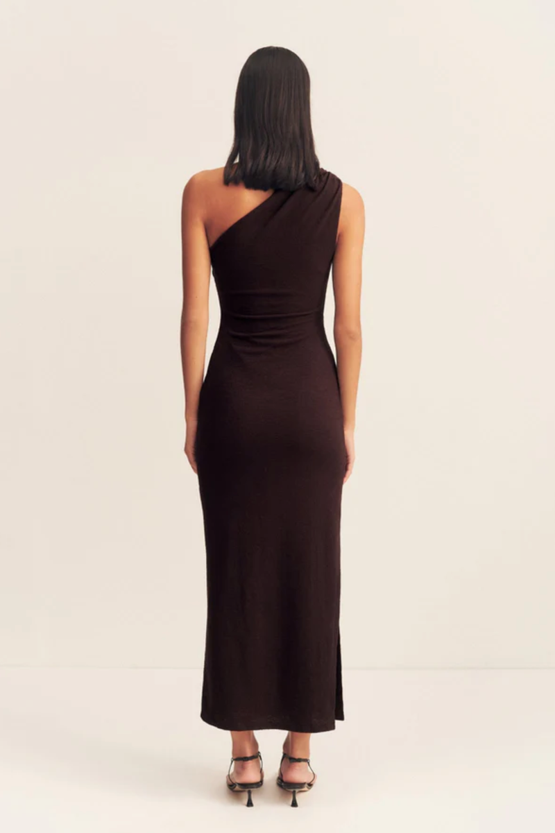 SHONA JOY Dress Beau Gathered Midi Dress, Espresso Soho-Boutique