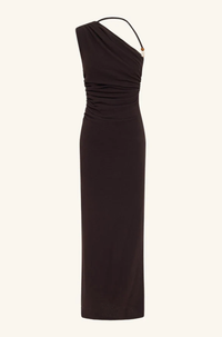 SHONA JOY Dress Beau Gathered Midi Dress, Espresso Soho-Boutique